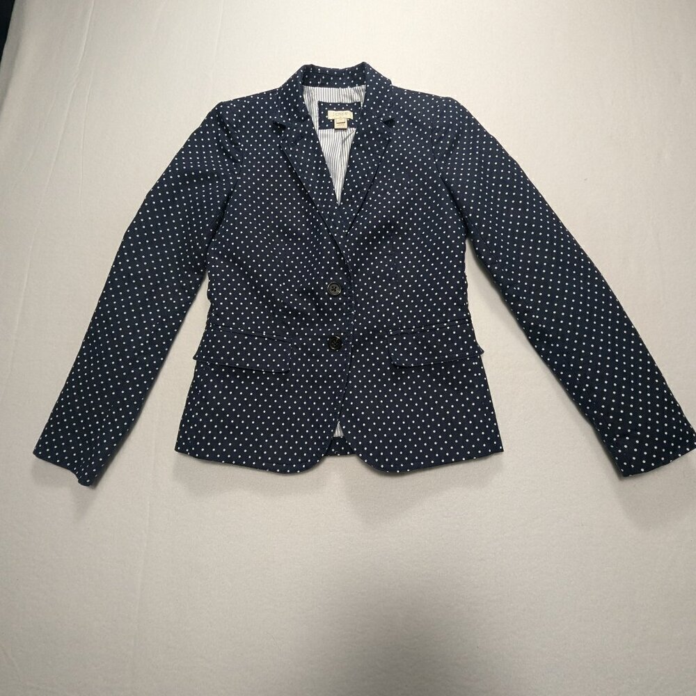 J. Crew  Blazer Polka Dot Navy Blue size 00 - Picture 5 of 14